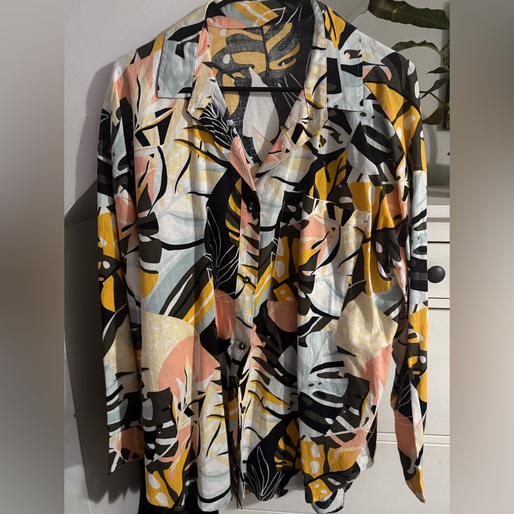 CALIA by Carrie Underwood Multicolor linen shirt
